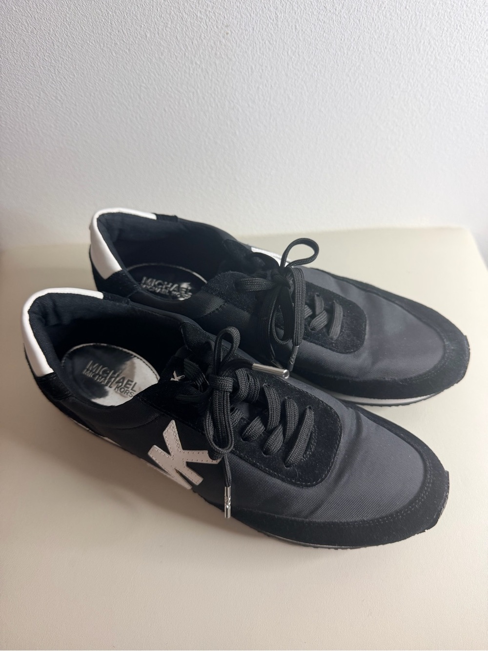 Michael Kors Black and White Womens  Casual Lace-Up Sneakers